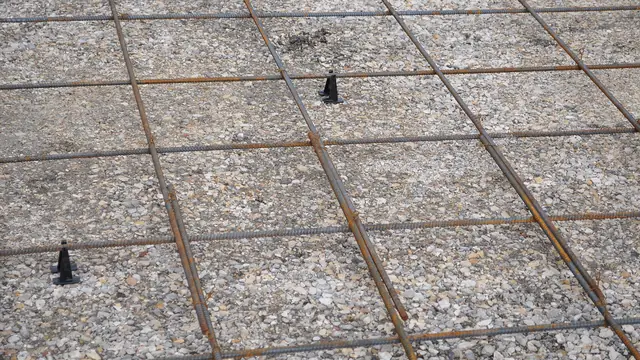 Driveway and Concrete work: Rebar lattice prior to the pouring of a concrete driveway